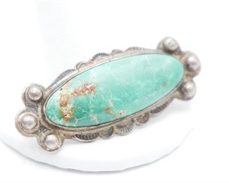 Sterling Silver Turquoise Brooch 