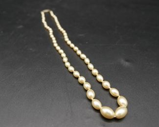 Hand-Knotted Oval Pearl Necklace w/14KGP Clasp 