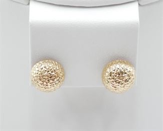 14K Gold Faceted Dome Earrings 