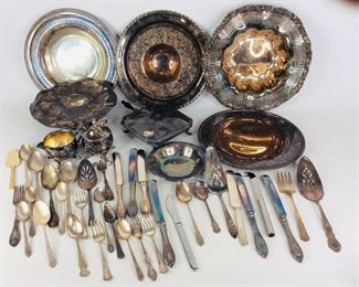 Silver Plated Serving Pieces, and Crumb Catcher