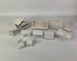  All White Dollhouse Furniture with Piano