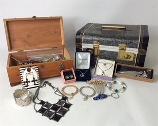 Train Case & Jewelry Box W/ Costume Jewelry
