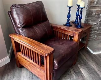 Mission Style Recliner Leather Chair