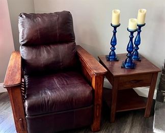Mission Style Recliner Leather Chair