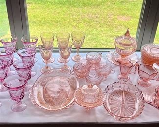 Depression Glass and Pink Glasses