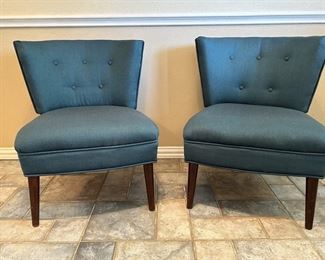 Pair Mid Century Modern Mid Century Modern Tufted Slipper Chairs