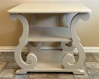 Painted White S-Scroll Legg 3-Tier Accent Table