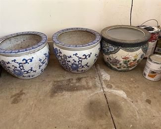 Large porcelain pots. 