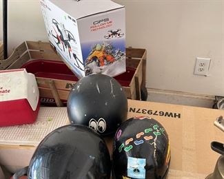 Three motorcycle helmets  - nice 