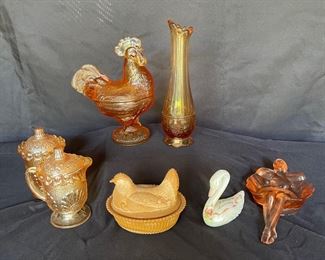 05 Unique Mix Collection of Vintage Westmoreland Amber Glass