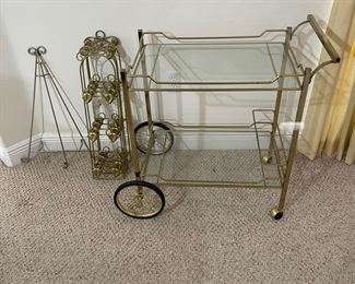 Gold Drink Cart Gold Metal Display Rack