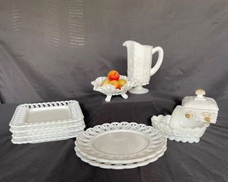 HandPainted Westmoreland Milk Glass