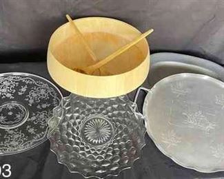 Large Crystal Plates Bowl, Silver Plated Serving