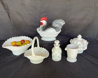 Milk Glass Compote Vintage