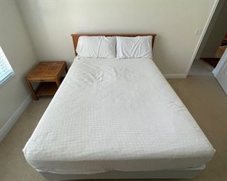 Side Table Bed With Full Mattress Rattan Style