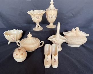 Vintage Handpainted Westmorehead Peach Milk Glass