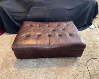 Faux Leather Tufted Ottoman