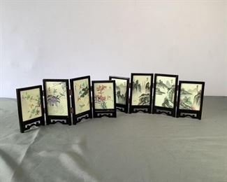 (2) Hand Drawn Japanese Mini Screens