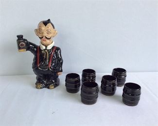 Japanese Decanter and (6) Mugs