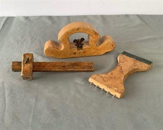 Vintage Hag's Tooth Router, Marking Gauge, and Webbing Stretcher