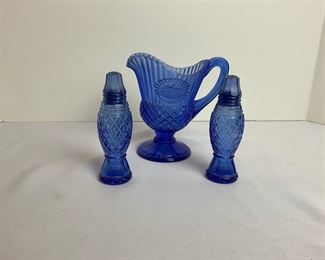 Avon Cobalt Blue Mt Vernon Pitcher Salt  Pepper Shakers