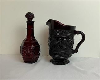 Avon Cranberry Decanter Pitcher