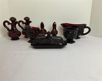 Avon Cranberry Condiment Dishes