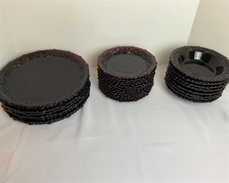 Avon Cranberry Plates Soup Bowls