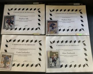 Four Autographed Hockey Cards With COAs