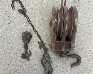 Large Small Vintage Pulleys