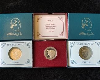 Three George Washington Silver 12 Dollar Collection