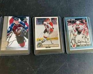 Three Signed Hockey Cards With COAs