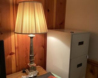 Lamp and Metal Filing Cabinet