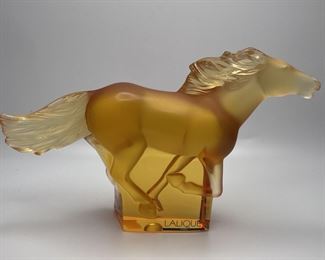 1996 Lalique Kazak Horse In Gold Signed with Box