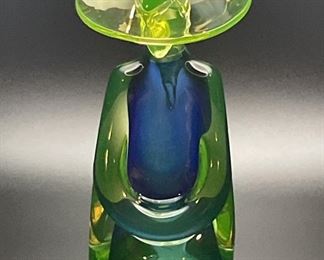 Vintage Seguso Murano Asian Signed Italy Figurine Uranium Art Glass