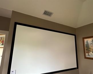 Projector screen with instructions 