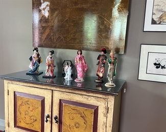 Painted cabinet   The art above Is metal arc it’s fab. 