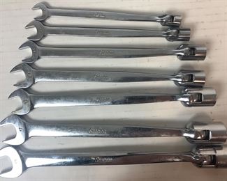 Set of 7 Snap-On Wrenches: Combination with Swivel Socket at One End