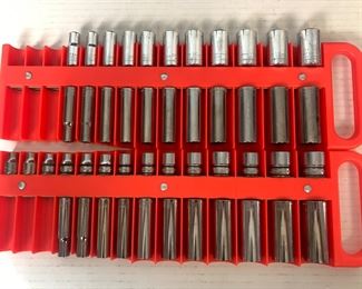 2 Magnetic Socket Holders with Filled with Sockets: Snap-On & Craftsman