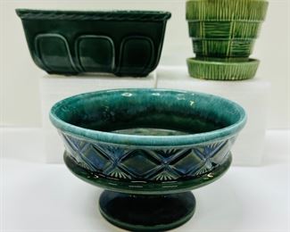 Beautiful Green Vintage Planters - 2 Hull and 1 McCoy, Excellent Condition