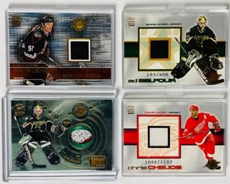 4 Game Worn Jersey Hockey Cards: Jeremy Roenick, Chris Chelios & 2 Ed Belfour's