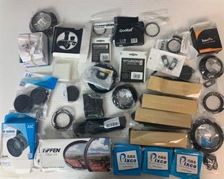Large Lot of Camera Hoods, Filters, Lens Caps & More