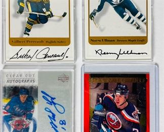 4 Autographed Hockey Cards Inserts: Perreault, Ullman, Mike York & Bryan Berard