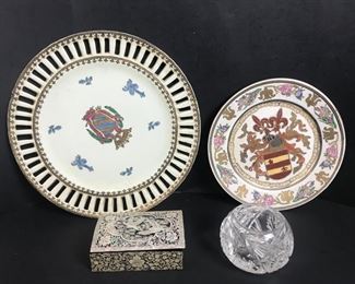 Korean Jewelry/Keepsake Box; Collectible Plates; Glass Votive Holder