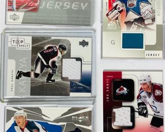 5 Game Worn Jersey Hockey Cards: Zetterberg, Karlya, Nash, Sakic & Brodeur