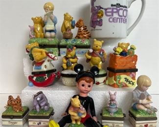Collectibles - Winnie the Pooh Trinket Boxes, Figurines; Vintage Epcot Mug