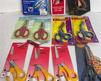 Collection of Scissors, Strap Cutter, Multi-Tools, Pocket Knife & More