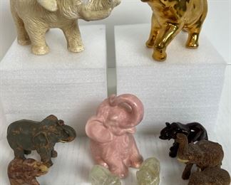 Lot of 13 Elephant Figurines - Variety of Sizes, Materials