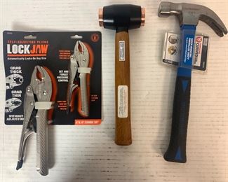 2 Pc. Lock Jaw Pliers, Mallet & 16 oz. Claw Hammer