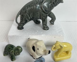 Lot of 7 Elephant Figurines - Most Smaller, 1 Larger; Multiple Colors